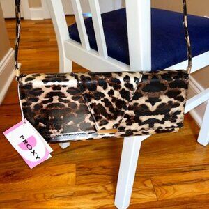 PROXY | Leopard patent clutch bag with removable strap
